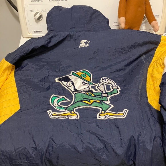 Vintage Notre Dame Starter Puffer Xl Hooded Blue Fightin Irish CFP National - Picture 5 of 7